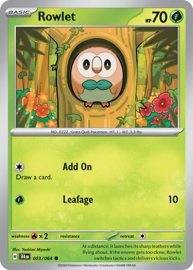 Rowlet 003/064 Common Shrouded Fable Pokemon NM