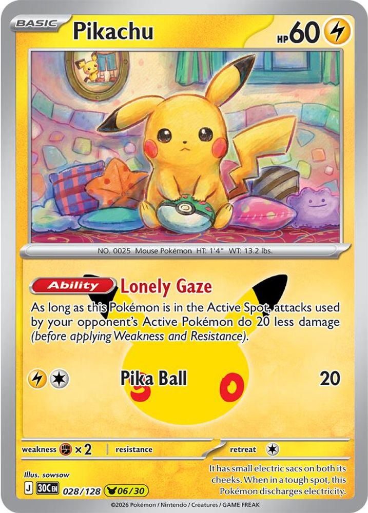 Pikachu 028/128 Holo Pikachu Rare ME: 30th Celebration
