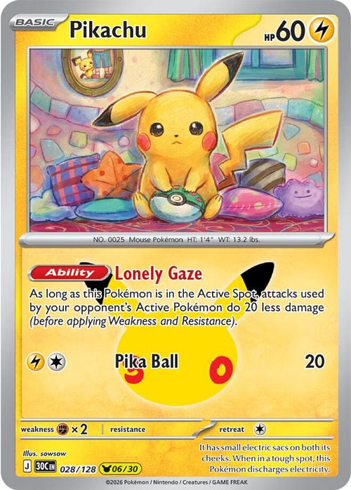 Pikachu 028/128 Holo Pikachu Rare ME: 30th Celebration