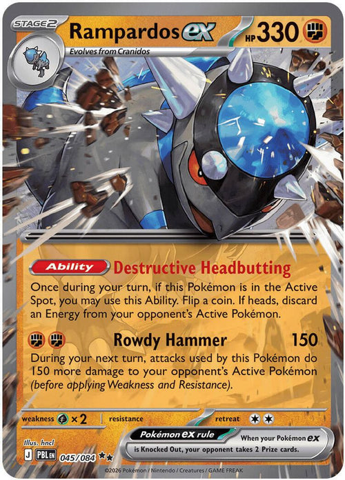 Rampardos ex 045/084 Double Rare Pitch Black Holo