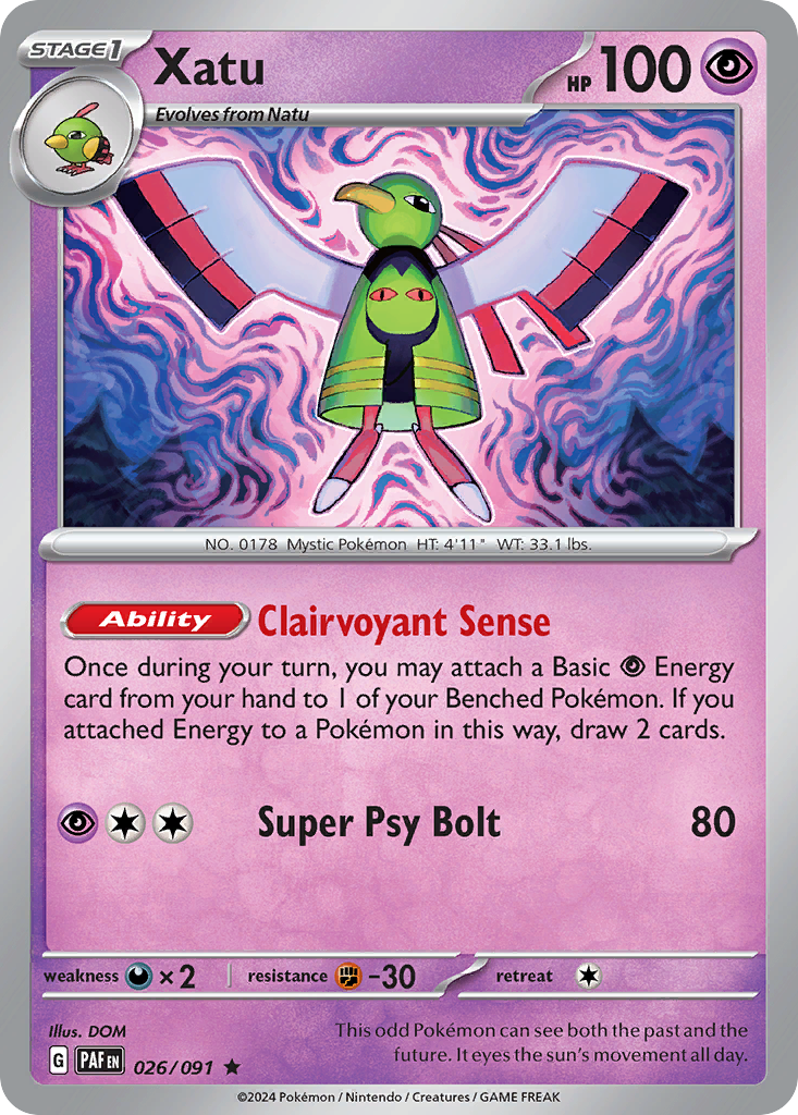 Xatu 026/091 Rare Paldean Fates Holo