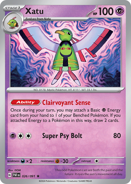 Xatu 026/091 Rare Paldean Fates Holo