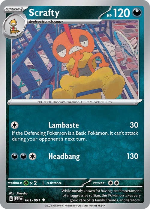 Scrafty 061/091 Uncommon Paldean Fates