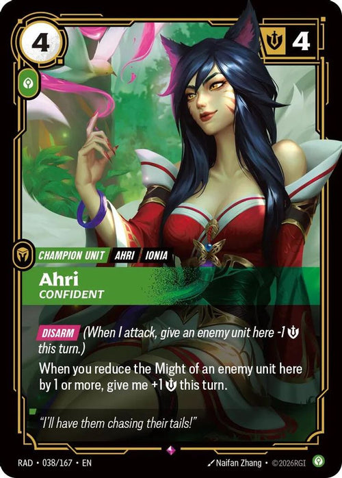 Ahri, Confident 038/167 Rare Radiance Riftbound Foil NM