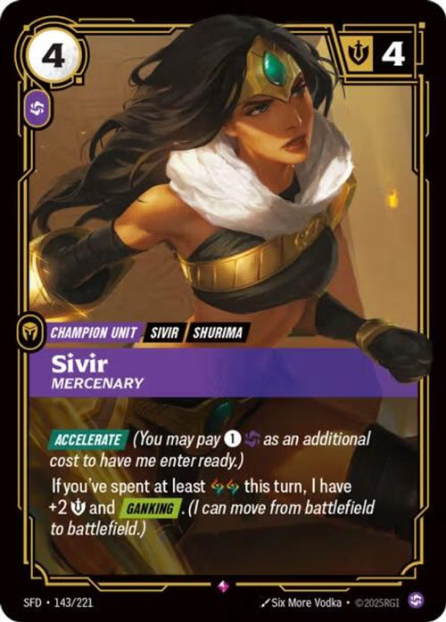 Sivir - Mercenary 143/221 Rare Spiritforged Foil