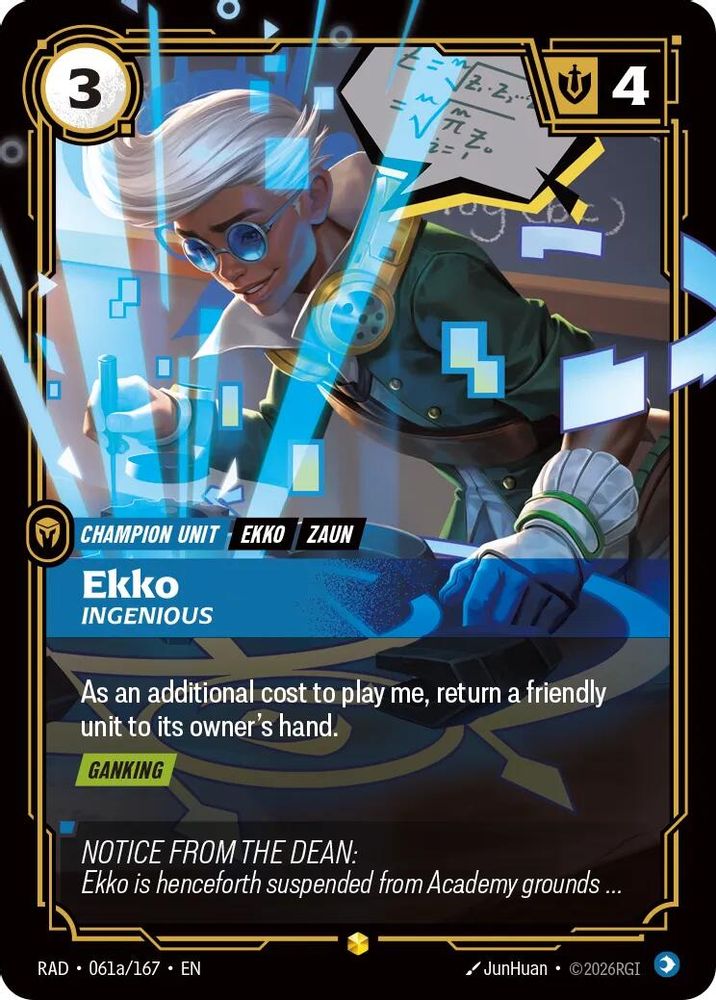 Ekko, Ingenious (Alternate Art) 061A/167 Showcase Radiance Riftbound Foil NM