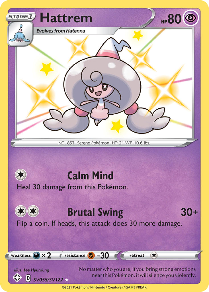 Hattrem SV055/SV122 Shiny Rare Shining Fates Shiny Vault Pokemon Holo NM