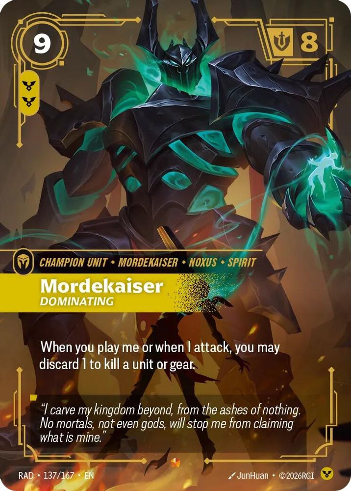 Mordekaiser, Dominating 137/167 Epic Radiance Riftbound Foil NM