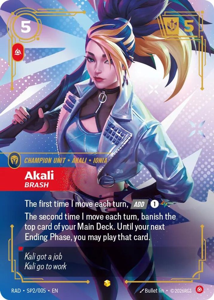 Akali, Brash (SP) SP2/005 Showcase Radiance Riftbound Foil NM