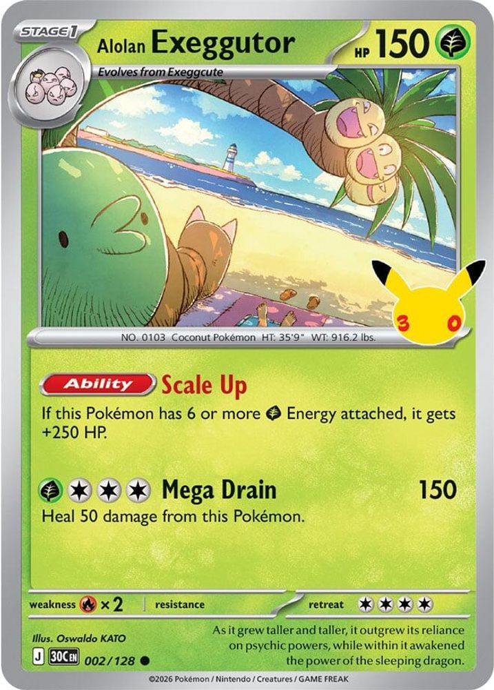 Alolan Exeggutor 002/128 Holo Common ME: 30th Celebration