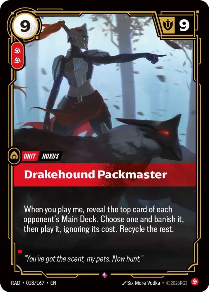 Drakehound Packmaster 018/167 Rare Radiance Riftbound Foil NM