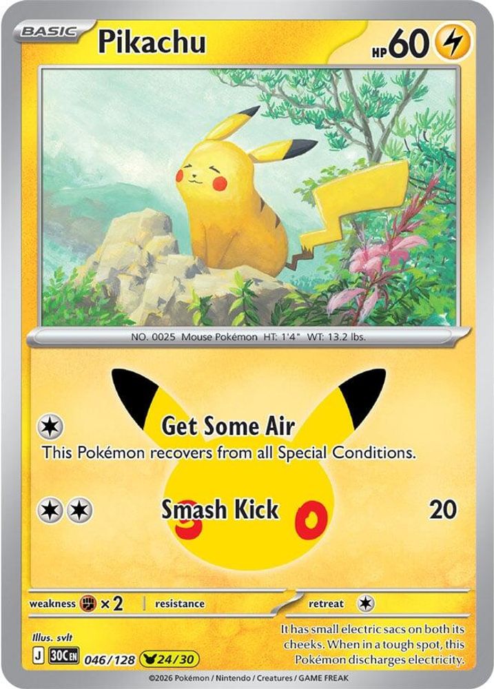 Pikachu 046/128 Holo Pikachu Rare ME: 30th Celebration
