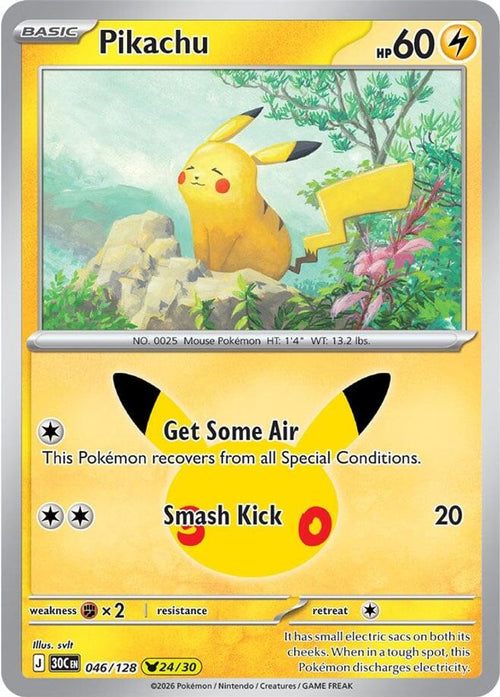 Pikachu 046/128 Holo Pikachu Rare ME: 30th Celebration