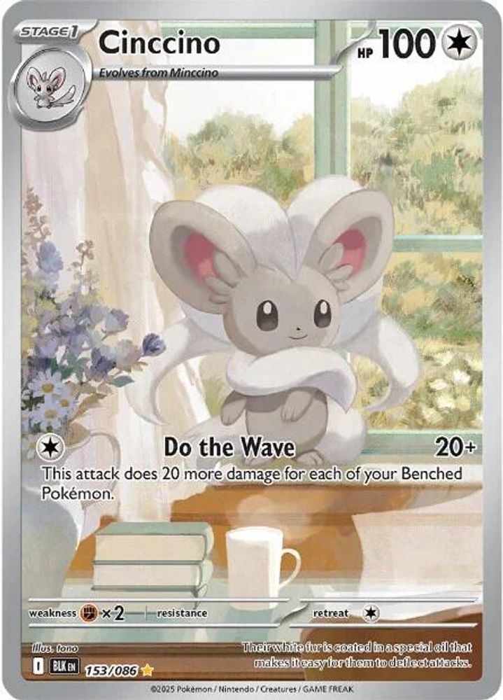 Cinccino 153/086 Holo Illustration Rare Black Bolt Pokemon NM