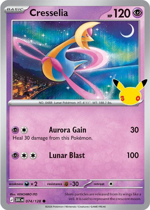 Cresselia 074/128 ME: 30th Celebration Holo