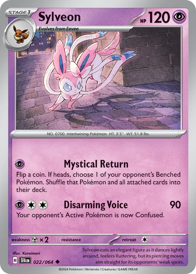 Sylveon 022/064 Uncommon Shrouded Fable Pokemon Reverse Holo NM