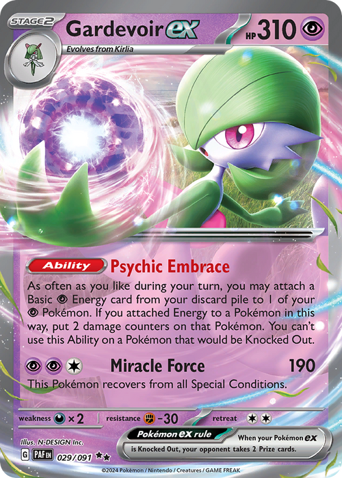 Gardevoir ex 029/091 Double Rare Paldean Fates Holo