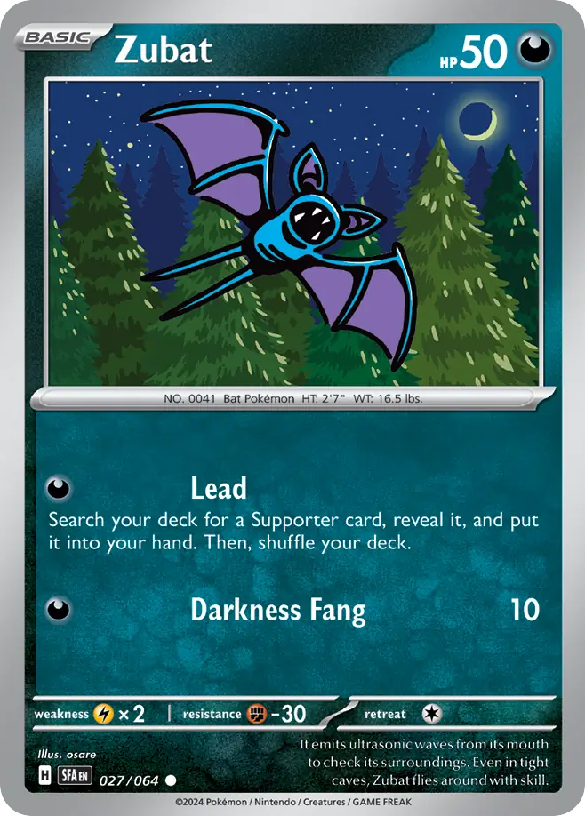 Zubat 027/064 Common Shrouded Fable Pokemon NM