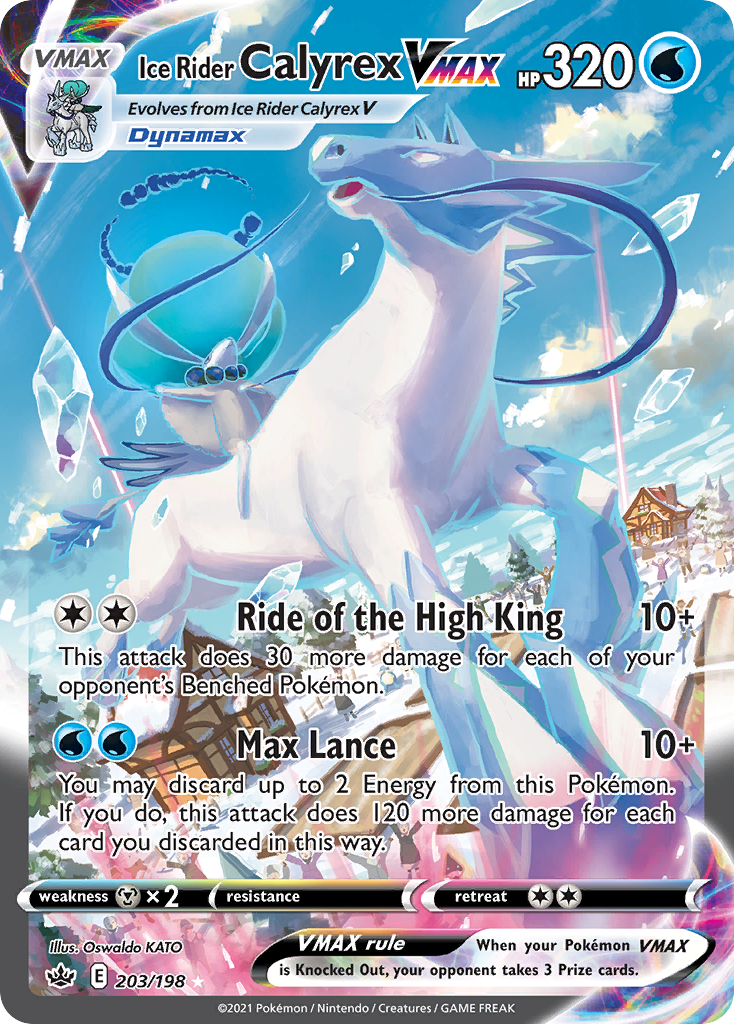 Ice Rider Calyrex VMAX 203/198 Alternate Art Chilling Reign Pokemon Holo NM
