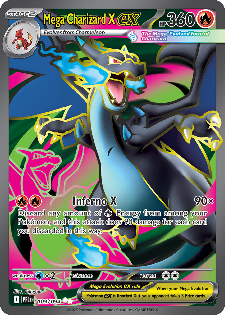 Mega Charizard X ex 109/094 Double Rare Phantasmal Flames Pokemon Holo NM
