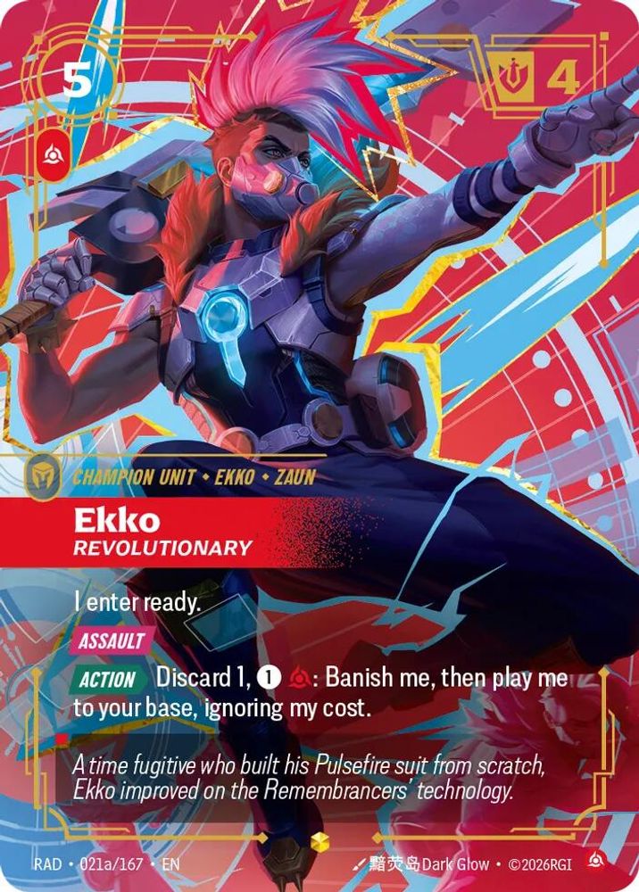Ekko, Revolutionary (Alternate Art) 021A/167 Showcase Radiance Riftbound Foil NM