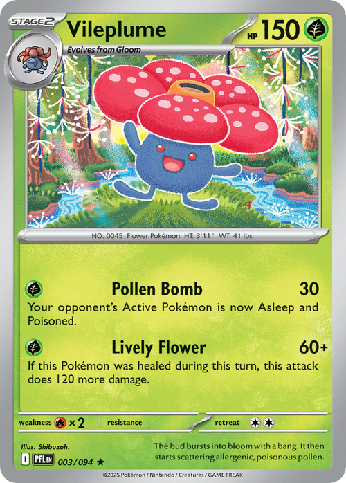 Vileplume 003/094 Rare Phantasmal Flames Holo