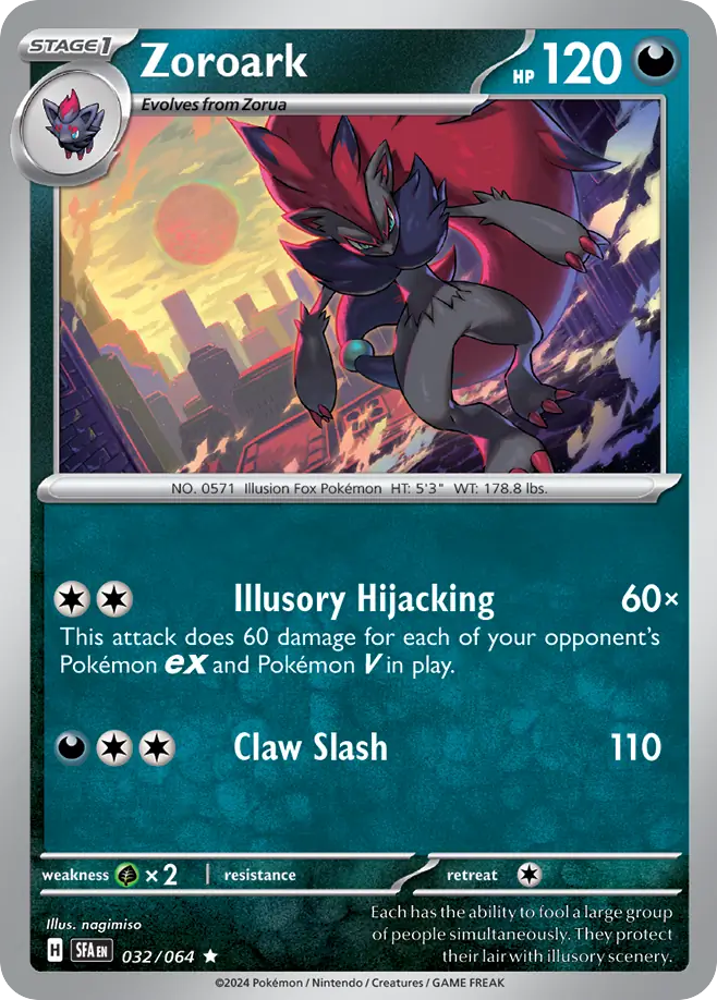 Zoroark 032/064 Rare Shrouded Fable Pokemon Holo NM
