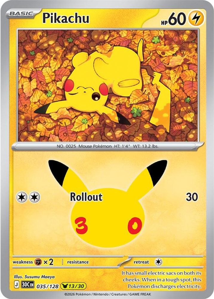 Pikachu 035/128 Holo Pikachu Rare ME: 30th Celebration