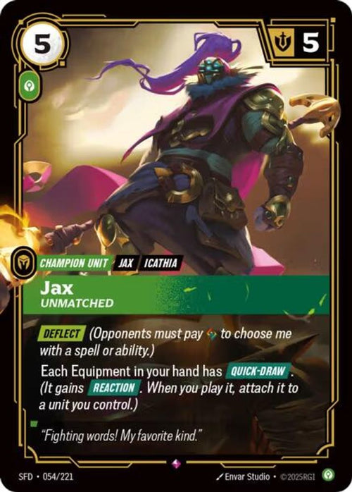 Jax - Unmatched 054/221 Rare Spiritforged Foil