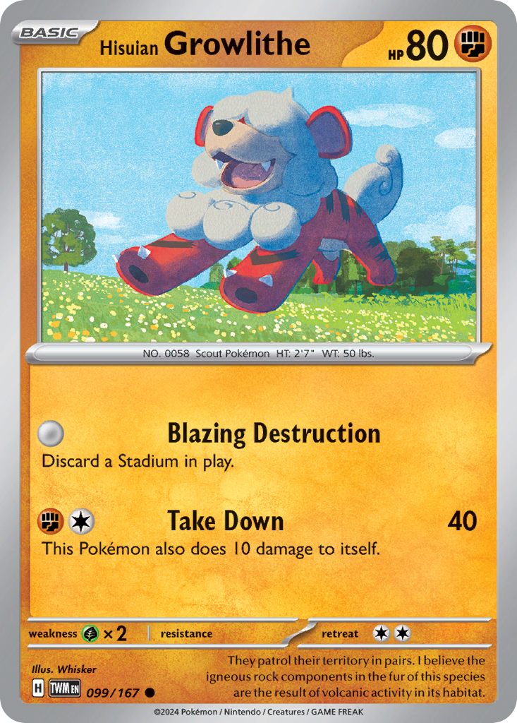 Hisuian Growlithe 099/167 Common Twilight Masquerade Reverse Holo