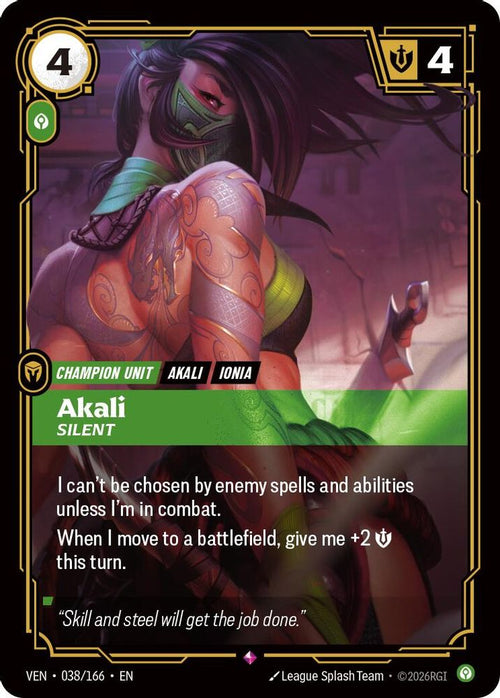 Akali - Silent 038/166 Rare Vendetta Foil