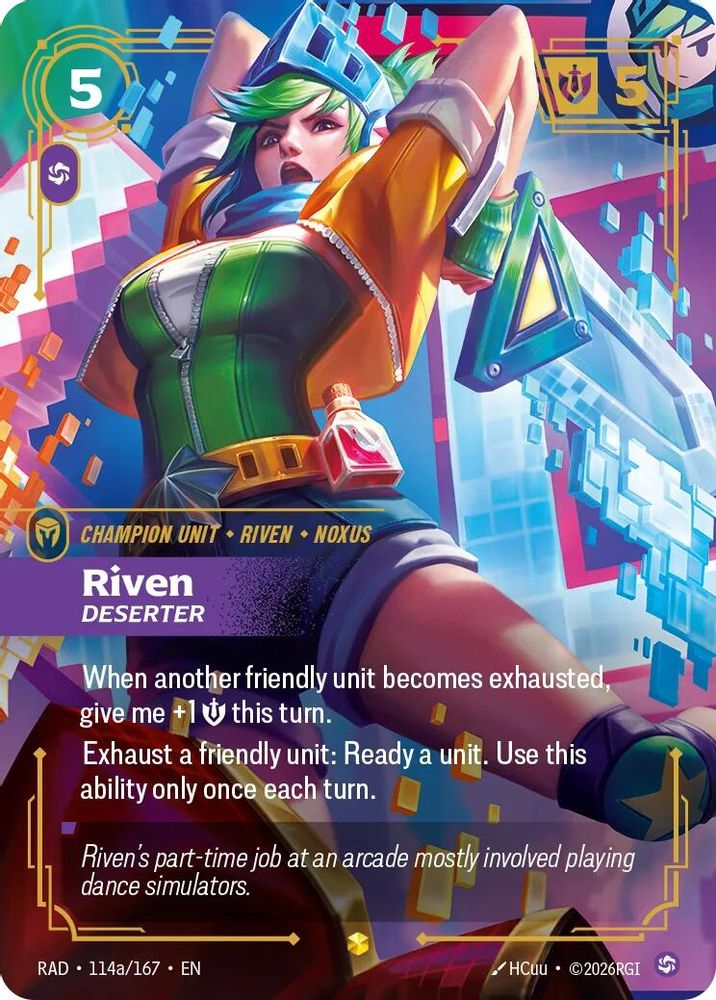 Riven, Deserter (Alternate Art) 114A/167 Showcase Radiance Riftbound Foil NM