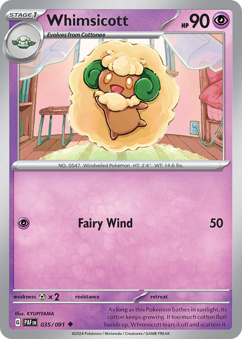 Whimsicott 035/091 Uncommon Paldean Fates