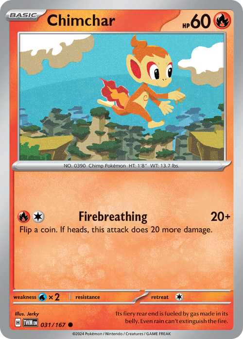 Chimchar 031/167 Common Twilight Masquerade Reverse Holo