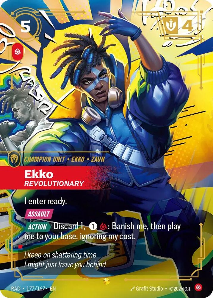 Ekko, Revolutionary (Overnumbered) 177/167 Showcase Radiance Riftbound Foil NM