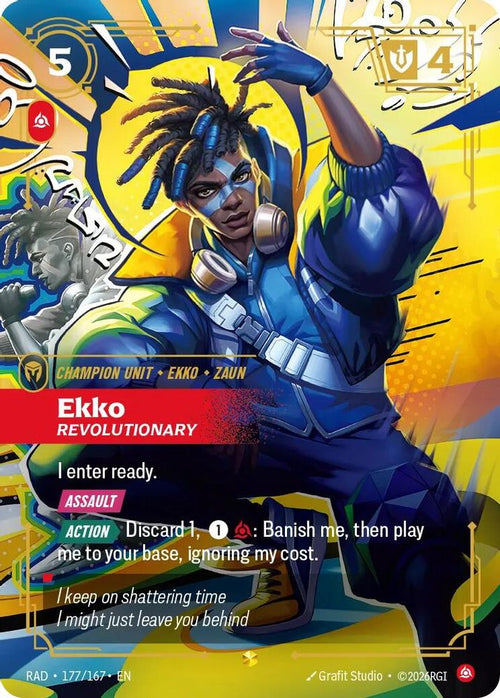 Ekko, Revolutionary (Overnumbered) 177/167 Showcase Radiance Riftbound Foil NM