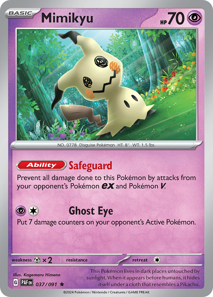 Mimikyu 037/091 Rare Paldean Fates Holo