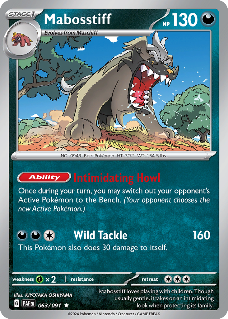Mabosstiff 063/091 Rare Paldean Fates Holo