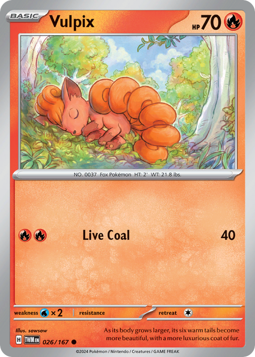 Vulpix 026/167 Common Twilight Masquerade Reverse Holo