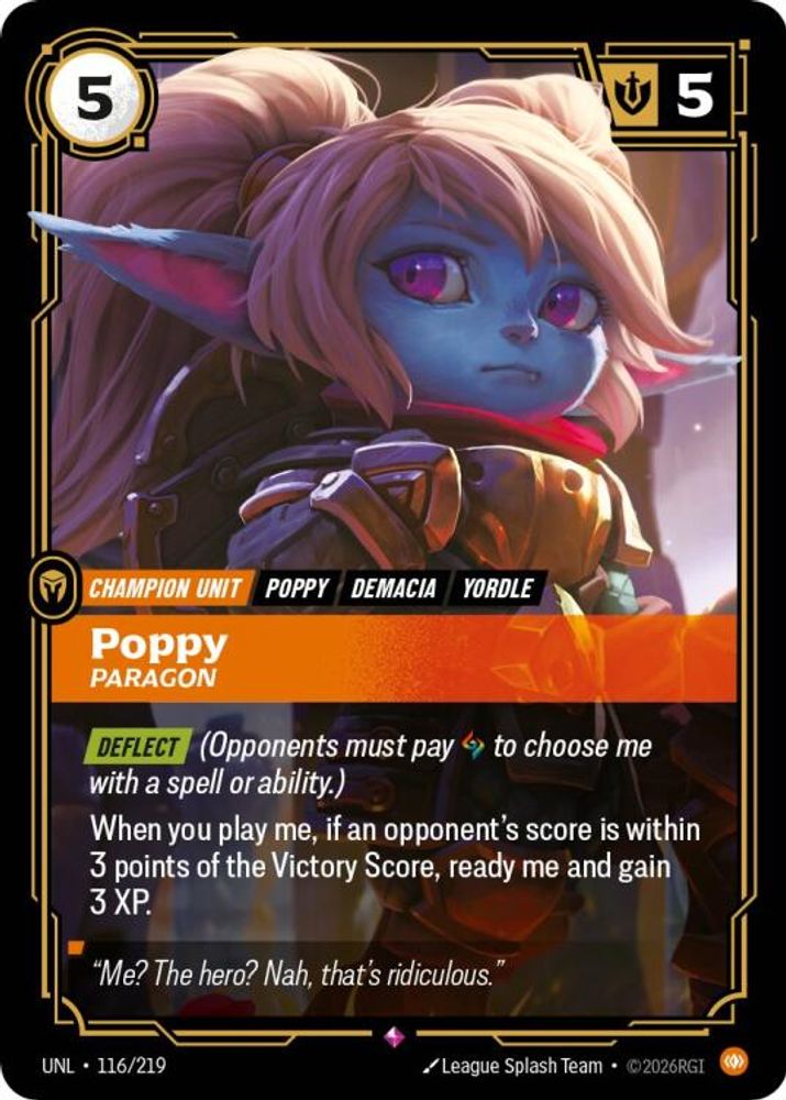 Poppy - Paragon 116/219 Rare Unleashed Riftbound Foil NM