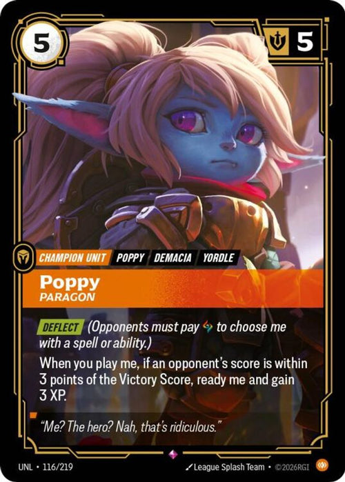 Poppy - Paragon 116/219 Rare Unleashed Riftbound Foil NM