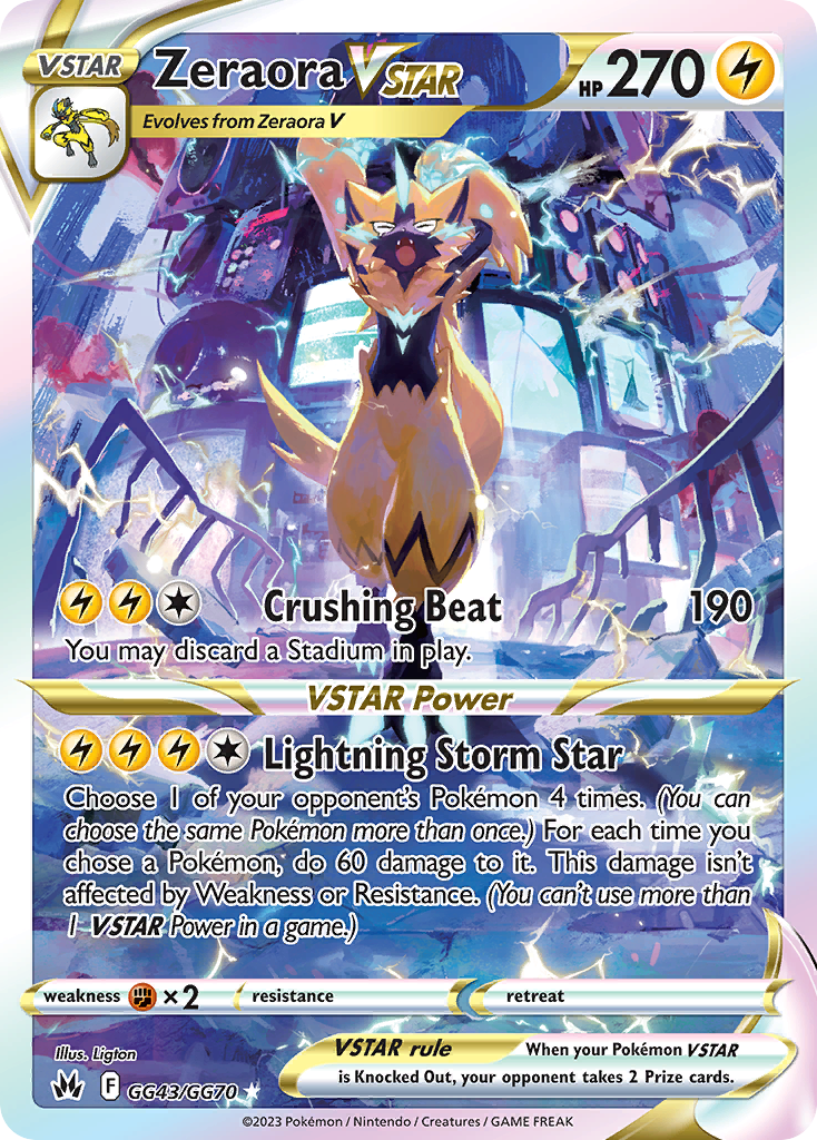 Zeraora VSTAR GG43/GG70 Holo Ultra Rare Crown Zenith Galarian Gallery Pokemon NM