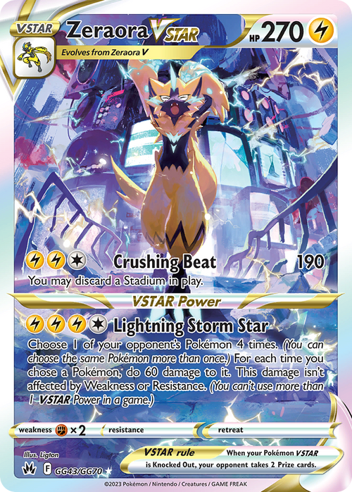 Zeraora VSTAR GG43/GG70 Holo Ultra Rare Crown Zenith Galarian Gallery Pokemon NM