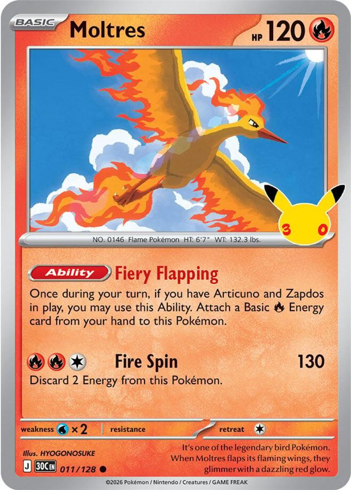 Moltres 011/128 Common ME: 30th Celebration Holo
