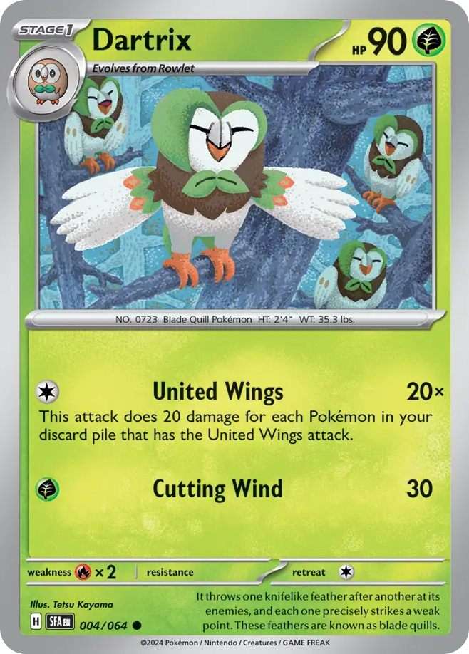 Dartrix 004/064 Common Shrouded Fable Pokemon NM