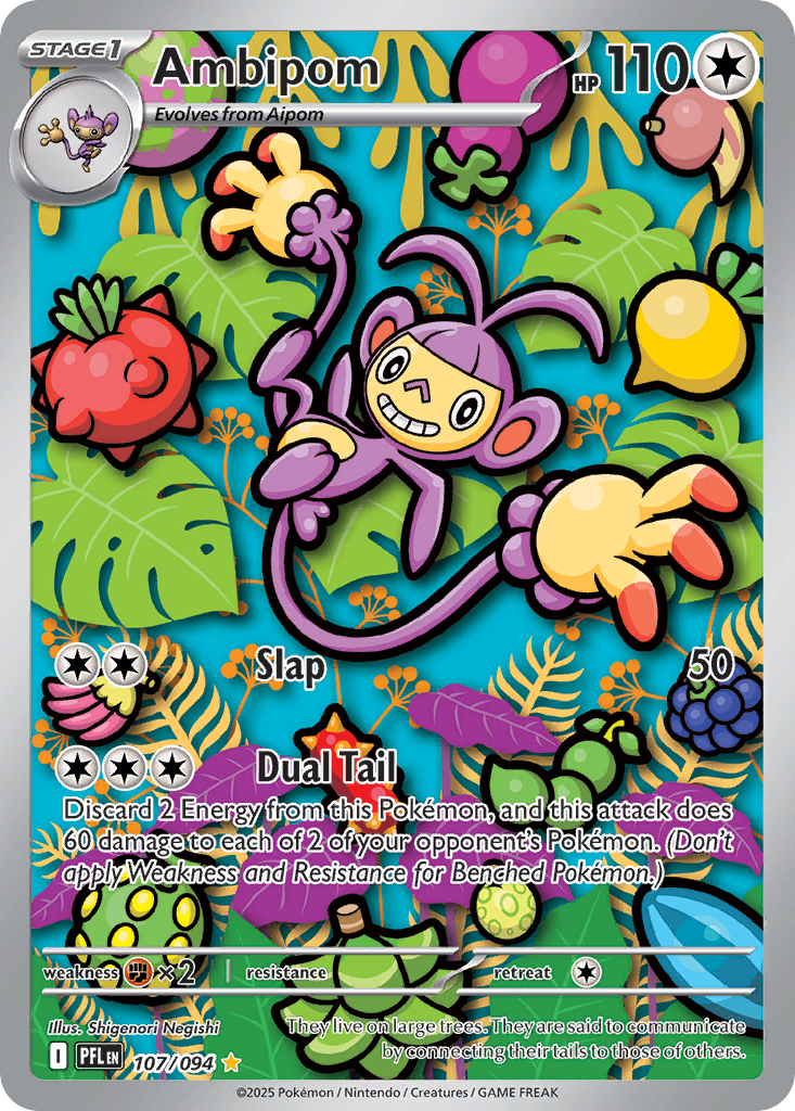 Ambipom 107/094 Illustration Rare Phantasmal Flames Holo