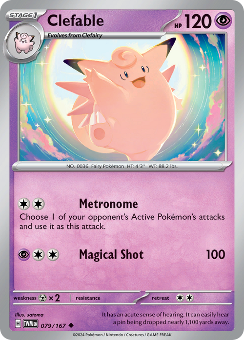 Clefable 079/167 Uncommon Twilight Masquerade Reverse Holo