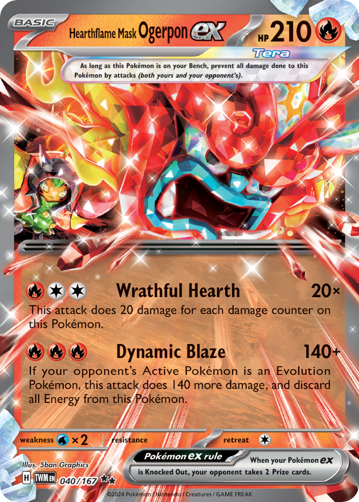 Hearthflame Mask Ogerpon ex 040/167 Twilight Masquerade Holo