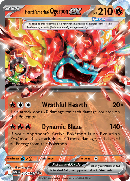 Hearthflame Mask Ogerpon ex 040/167 Twilight Masquerade Holo