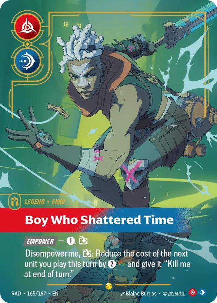 Ekko, Boy Who Shattered Time (Overnumbered) 168/167 Radiance Riftbound Foil NM